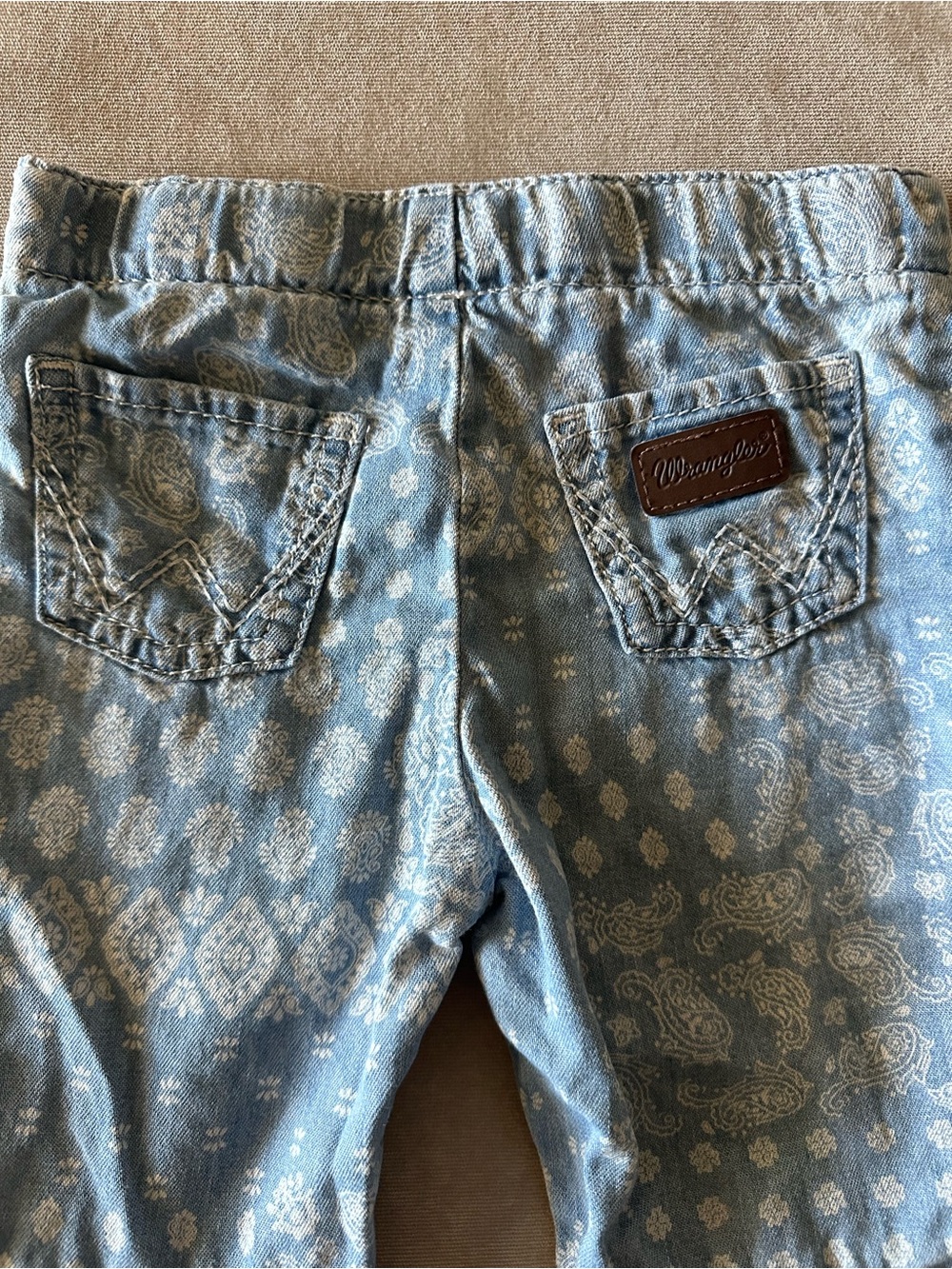 Wrangler Light Blue Paisley-Print Bell Bottom Jeans